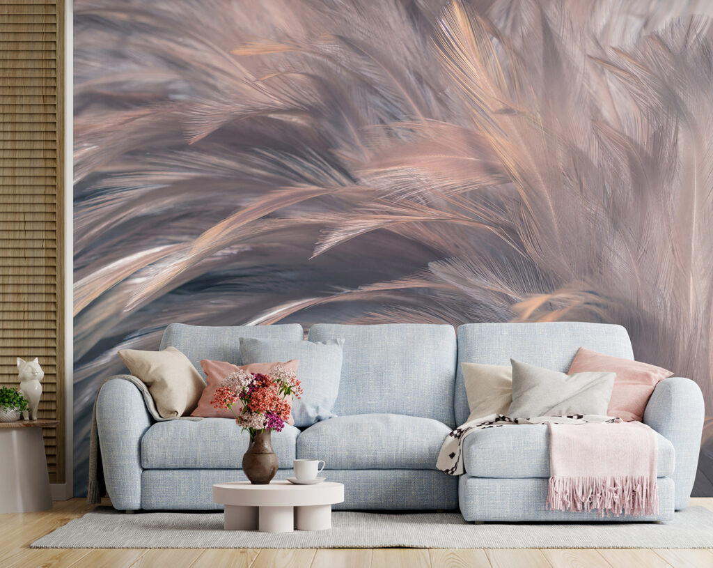 Grey feathers, pink sheen — interior 4