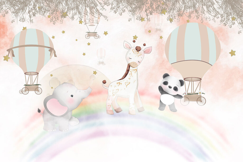 Safari friends and rainbow — full design
