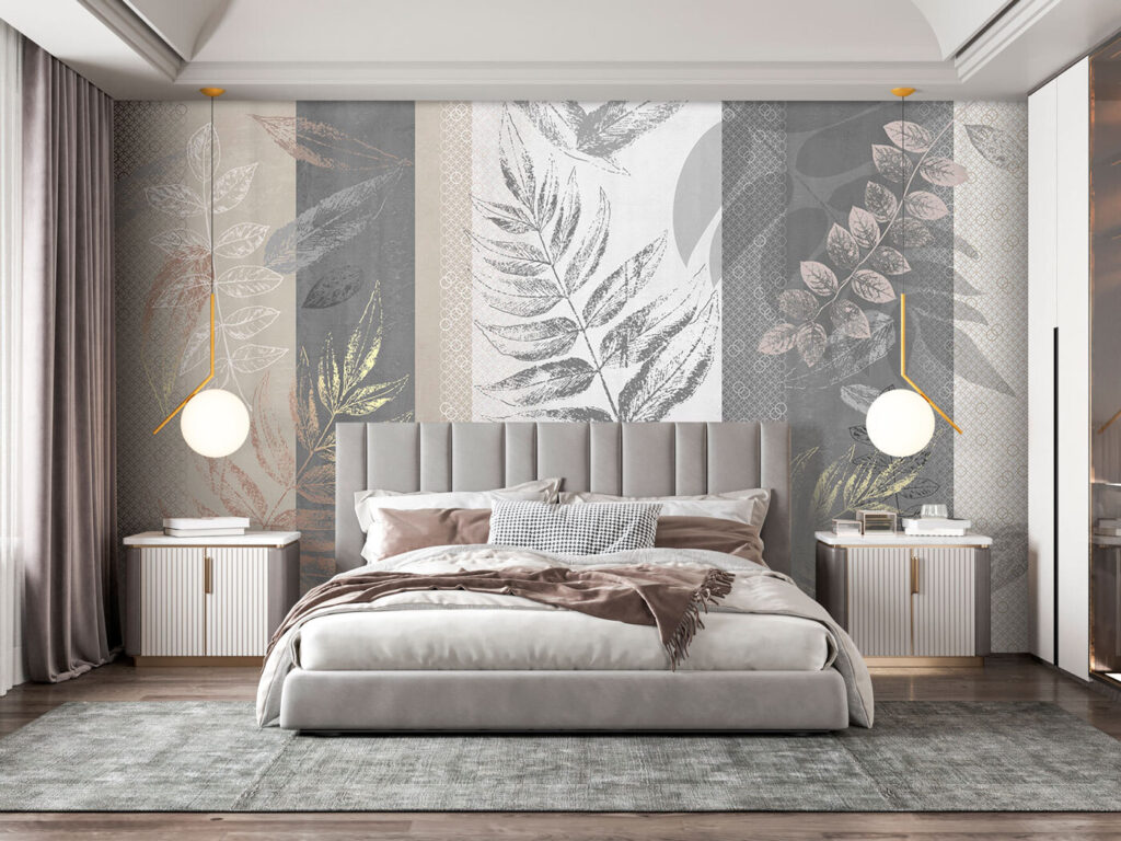 Sprigs over grey stripes — interior 1