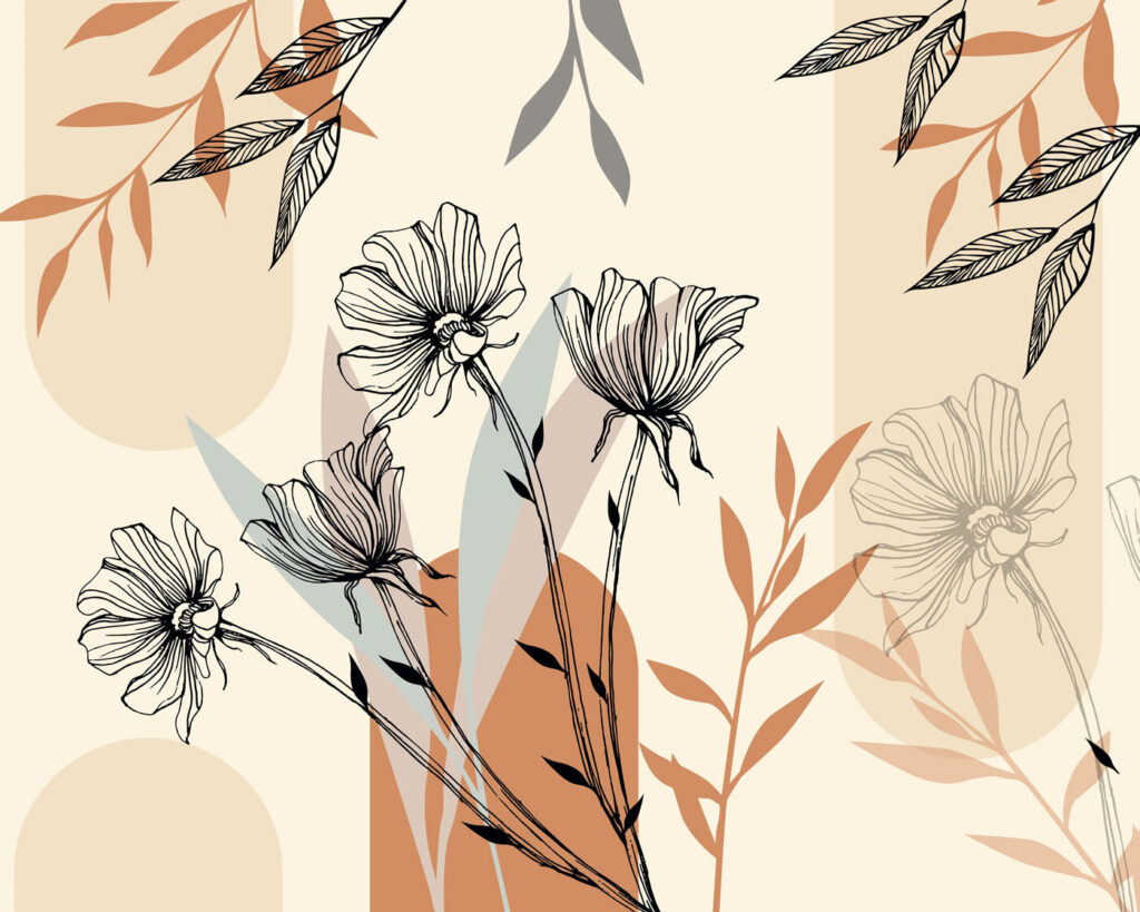 Flower lines, earthy shapes — full design