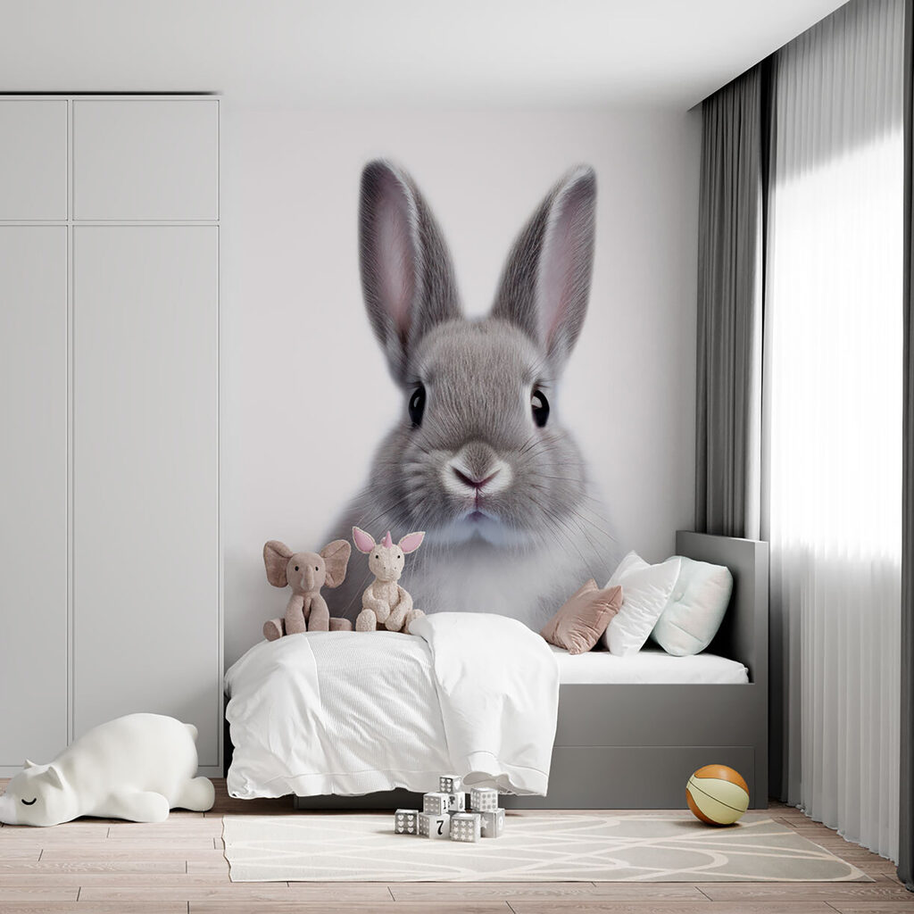 Grey rabbit looking ahead — interior 3