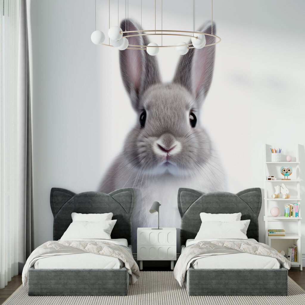 Grey rabbit looking ahead — interior 2