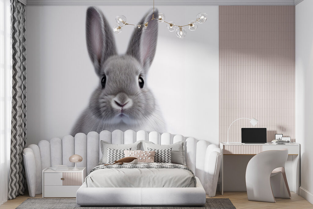 Grey rabbit looking ahead — interior 4