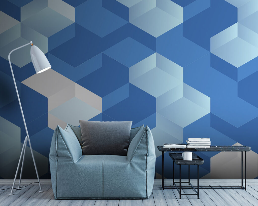 Blue blocks like steps — interior 1