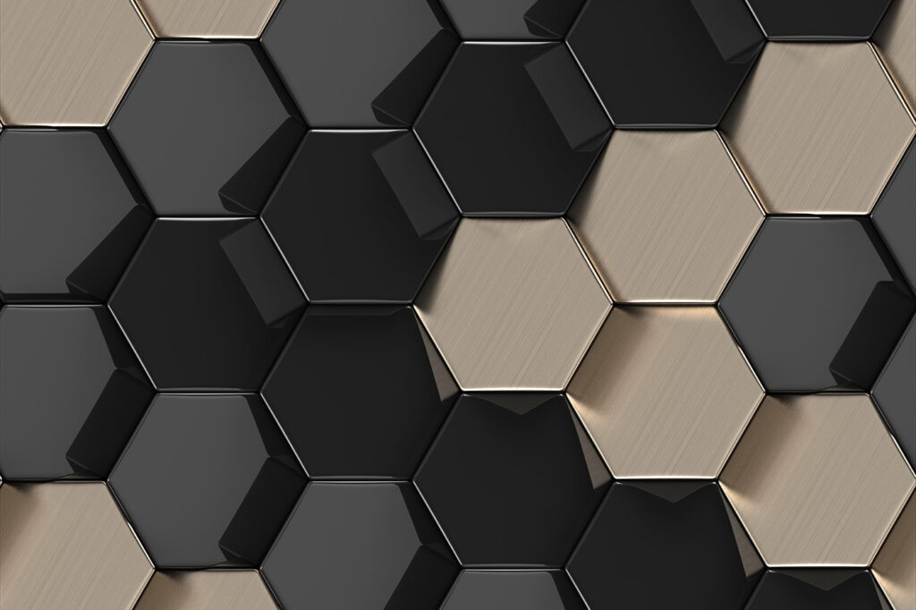 Black and beige hexagons — full design