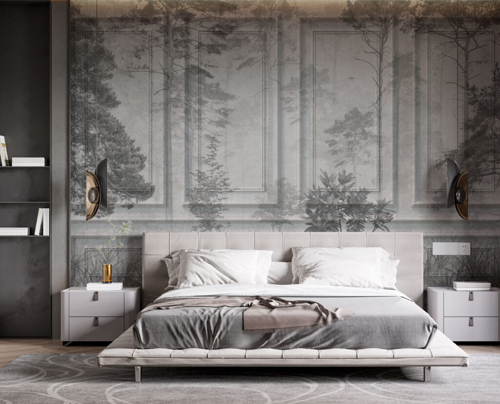 Forest on wall panels — interior 1
