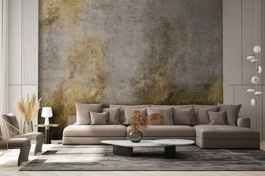 Ochre paint on grey — interior 3