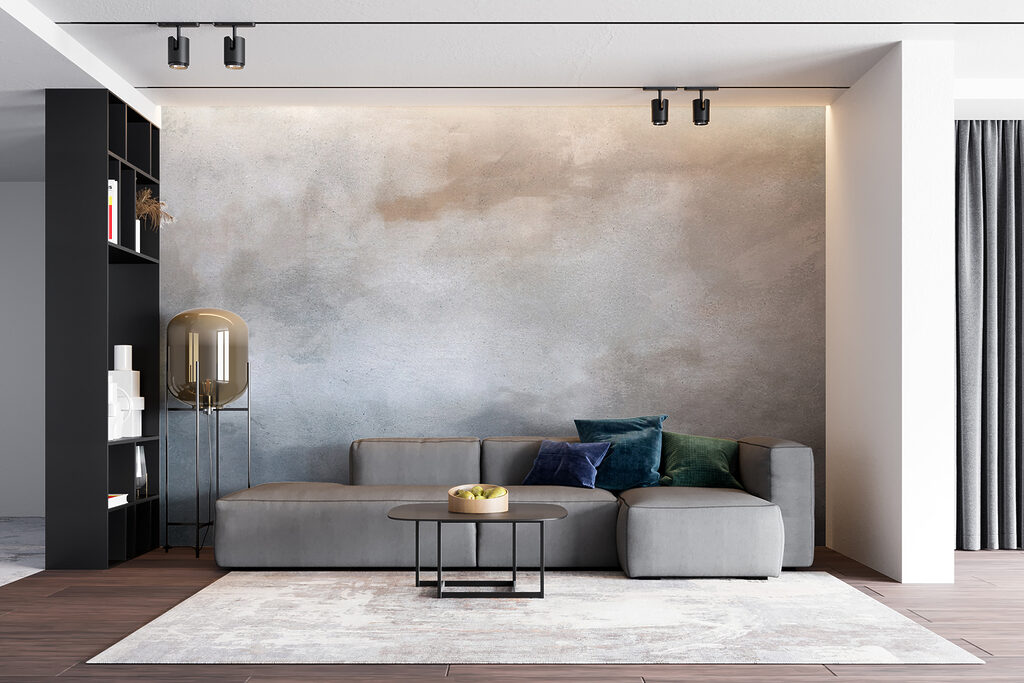 Blue-grey paint, pastel mist — interior 3
