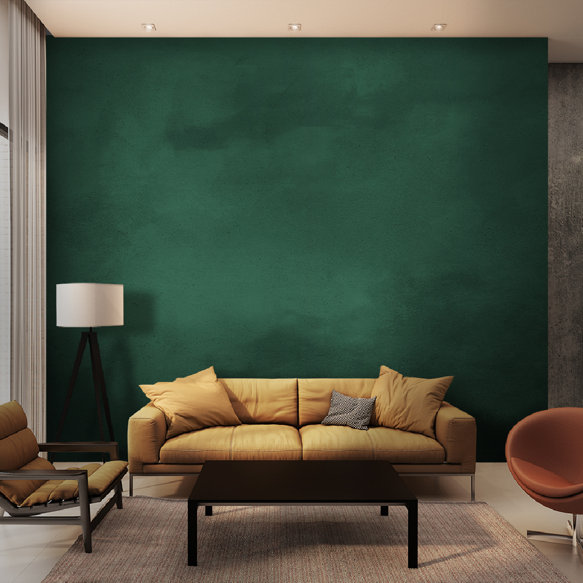 Deep green paint mist — interior 2