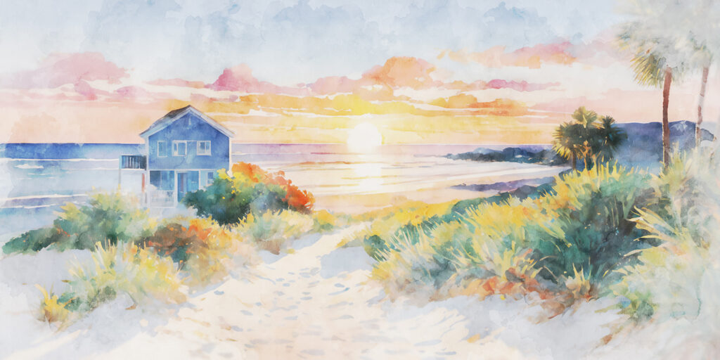 Beach House Evening — full design