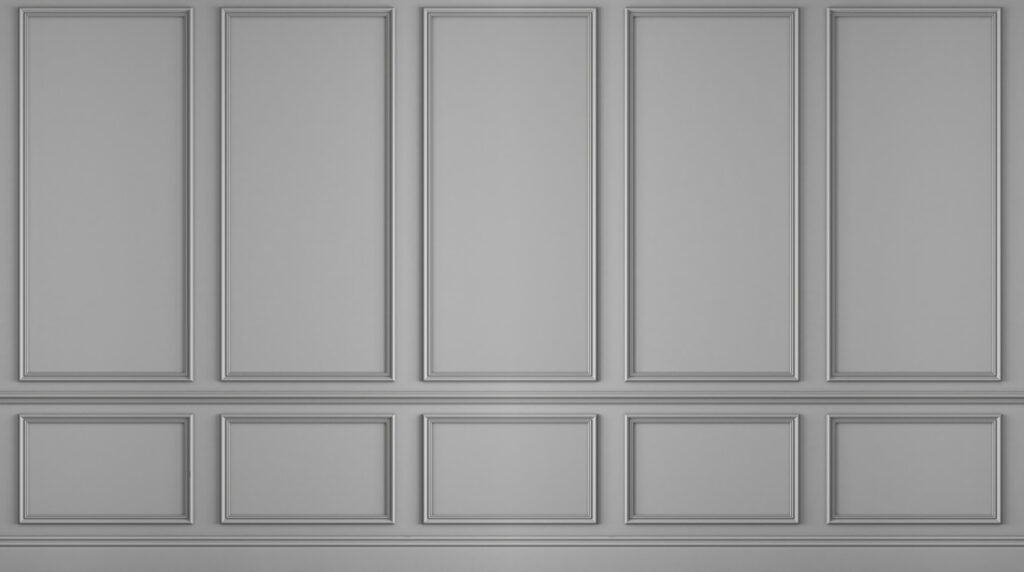 Charcoal panels with mouldings — full design