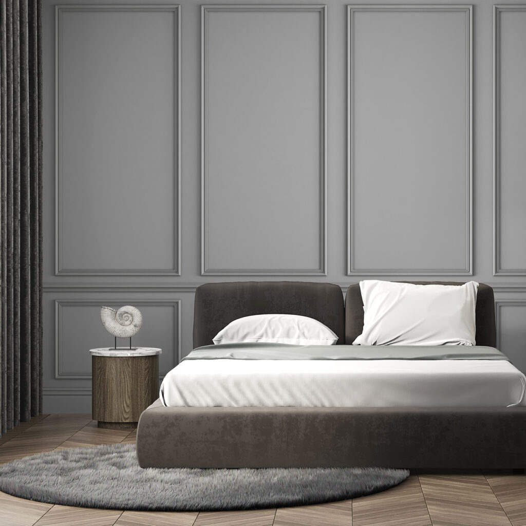 Charcoal panels with mouldings — interior 2