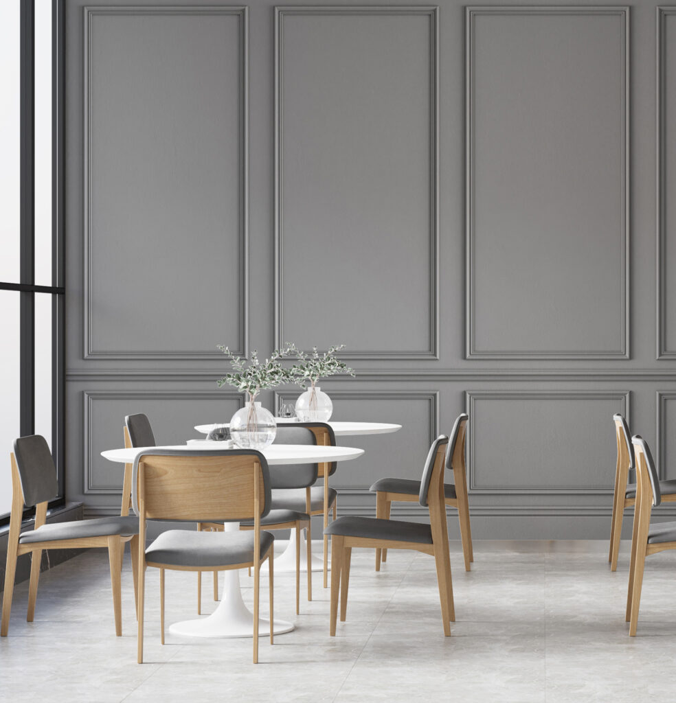 Charcoal panels with mouldings — interior 5