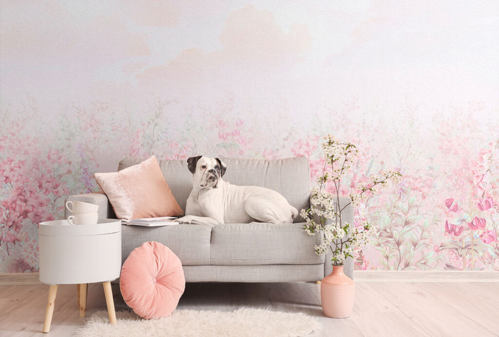 Pink stems fading skyward — interior 3