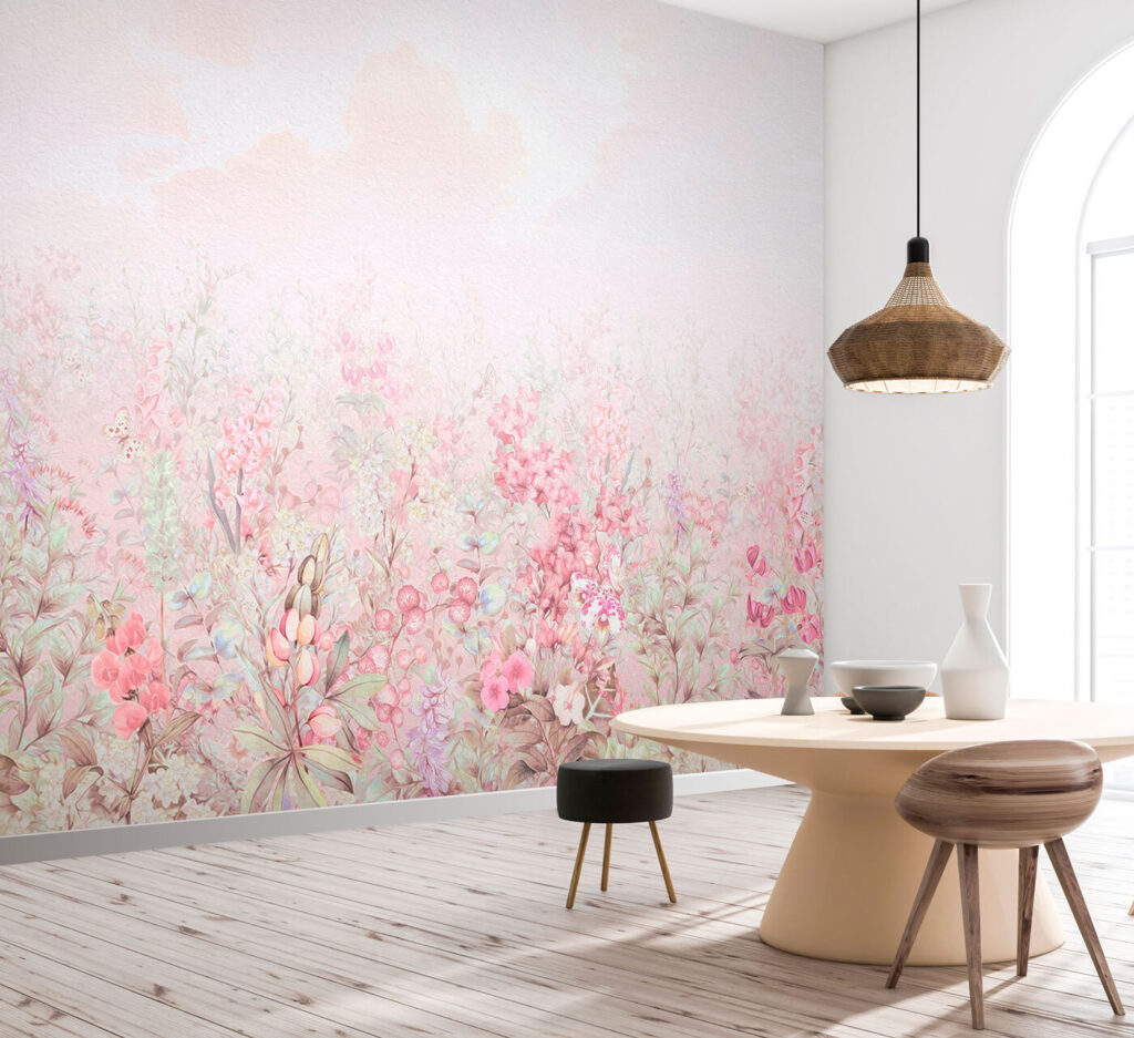 Pink stems fading skyward — interior 1
