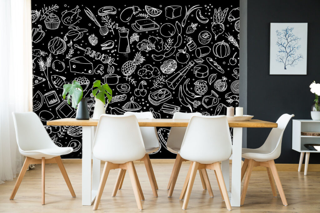 Kitchen doodles on black — interior 1