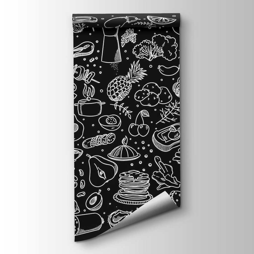 Kitchen doodles on black — product view