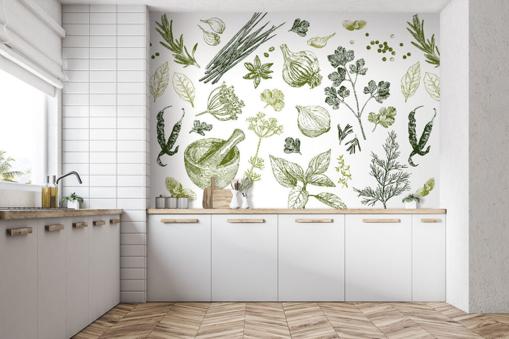 Herbs in line drawing — interior 1