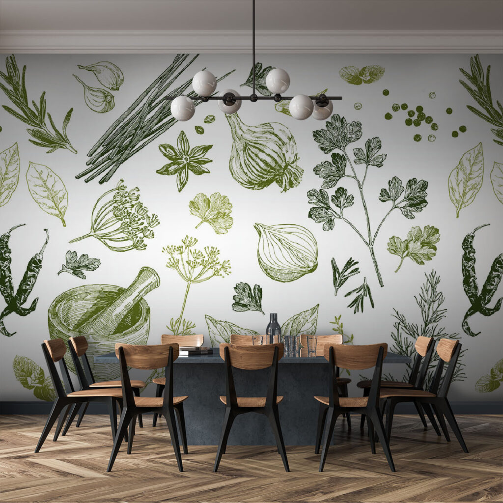 Herbs in line drawing — interior 2