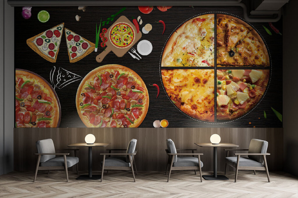 Pizzas among herbs — interior 2