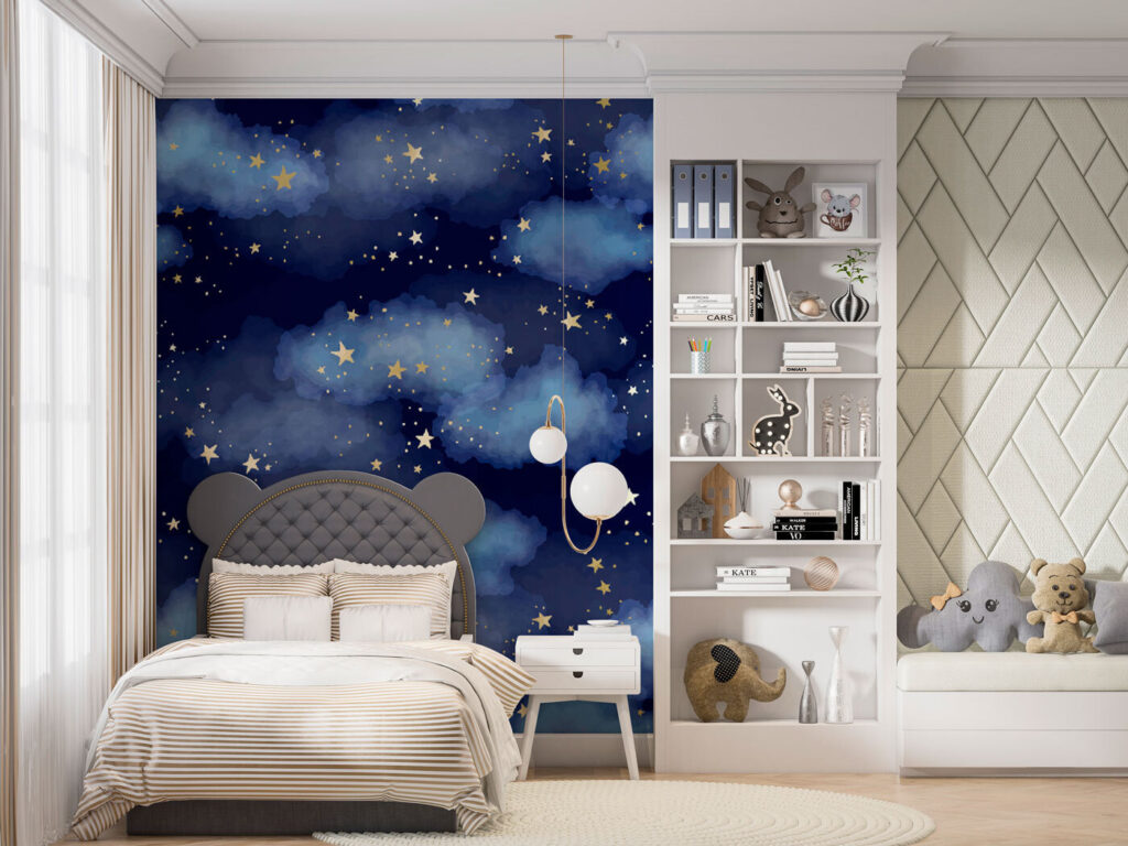 Blue clouds, golden stars — interior 3