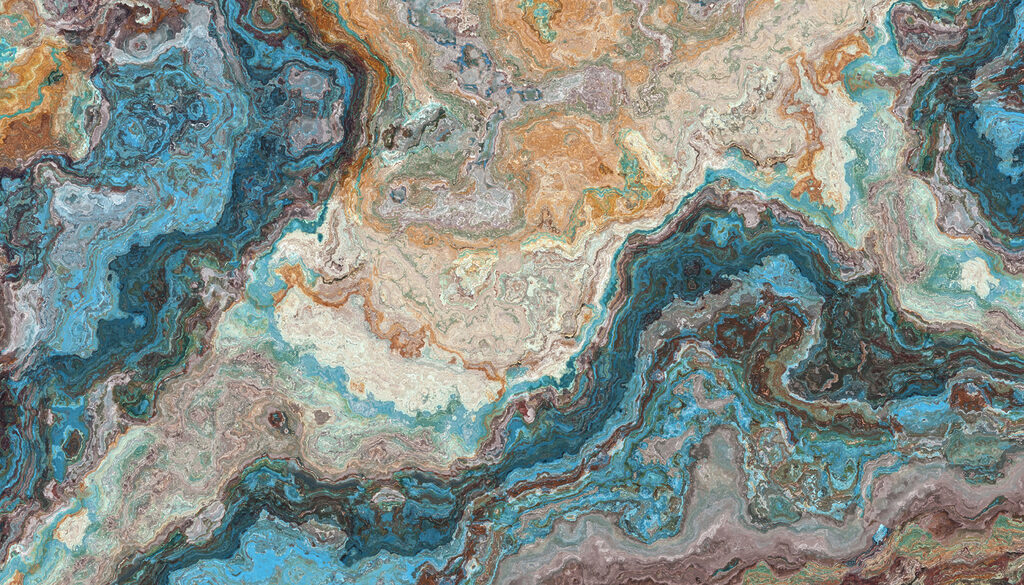 Turquoise layers with ochre — full design