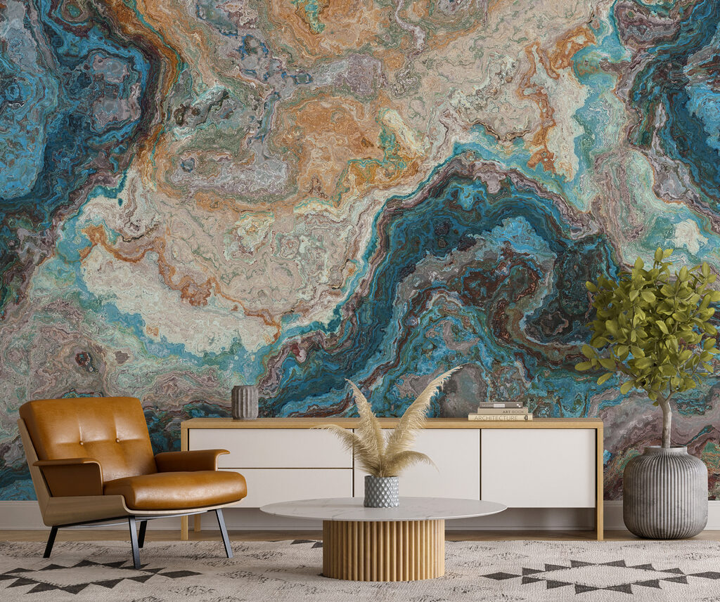 Turquoise layers with ochre — interior 4