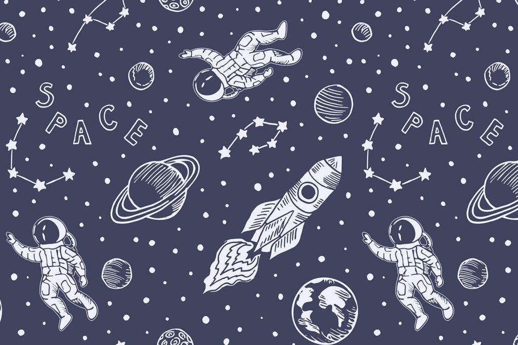 Space adventure in white — full design