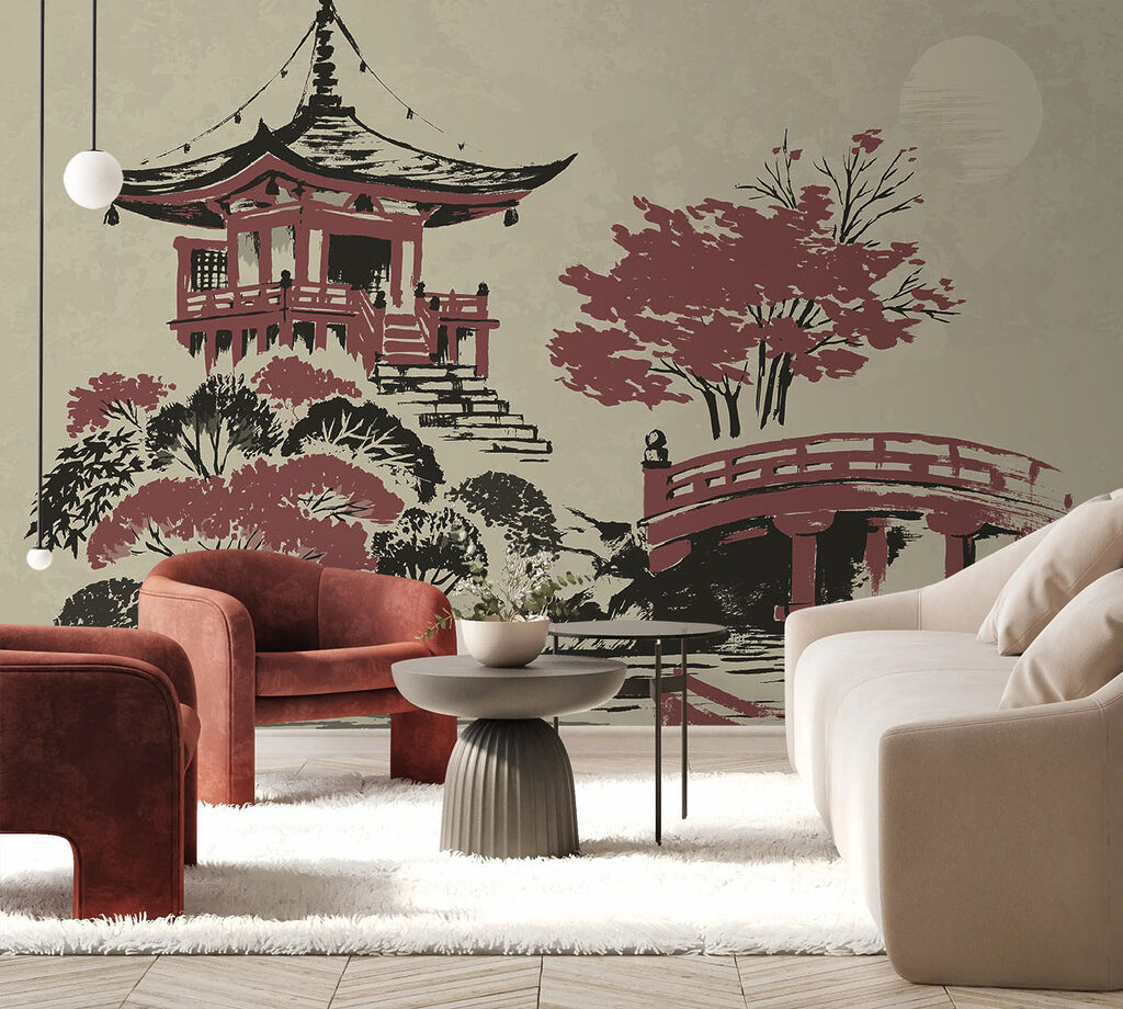 Pagoda with red bridge — interior 1