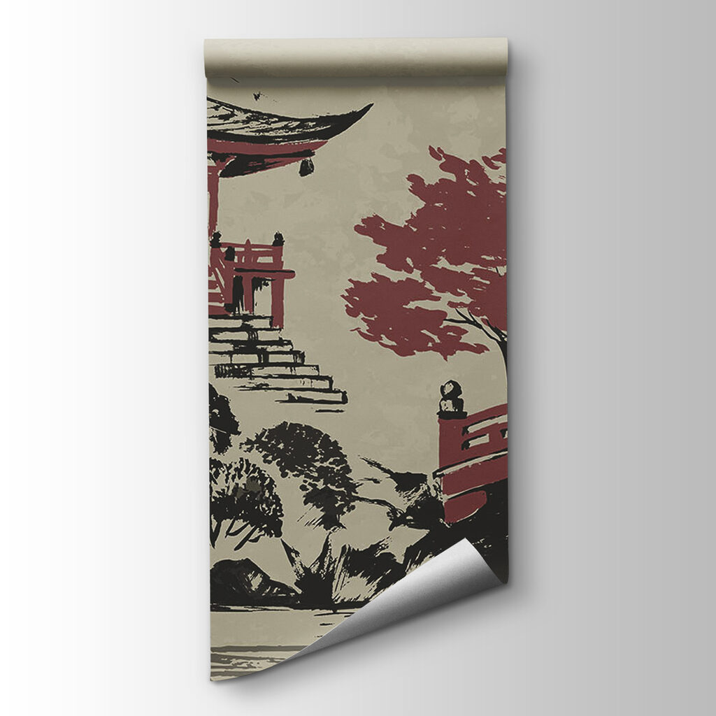 Pagoda with red bridge — product view