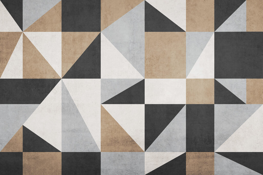 Triangles in earthy greys — full design