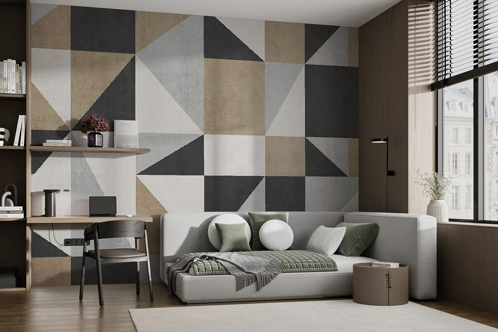 Triangles in earthy greys — interior 5