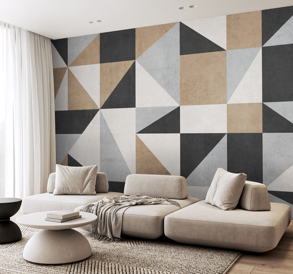 Triangles in earthy greys — interior 1