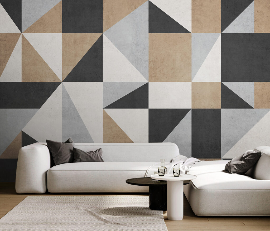 Triangles in earthy greys — interior 3