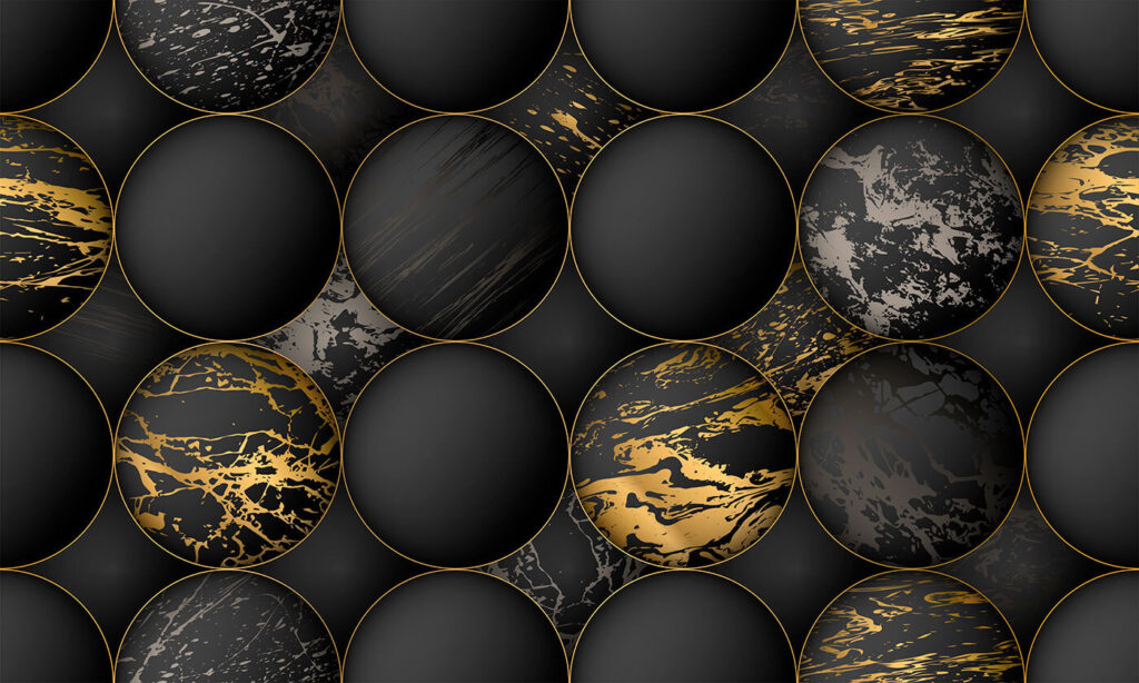 Dark circles, gold veins — full design
