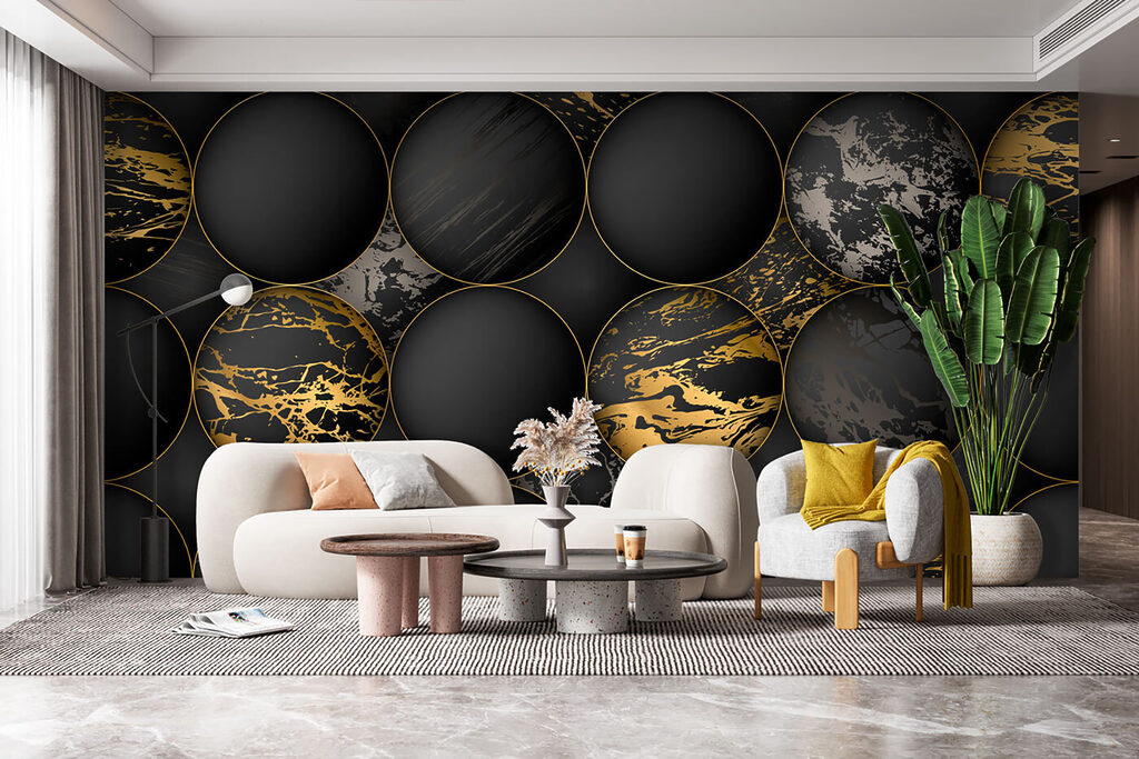 Dark circles, gold veins — interior 8