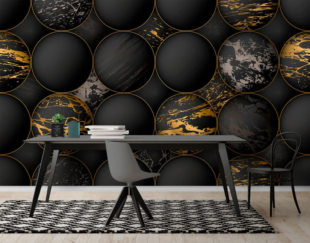 Dark circles, gold veins — interior 5