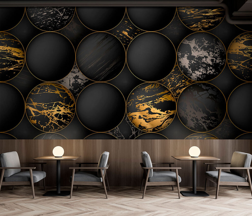Dark circles, gold veins — interior 6