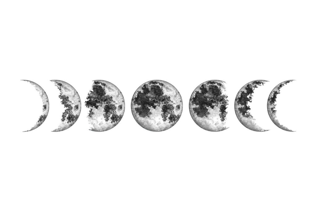 Moon phases in grey — full design