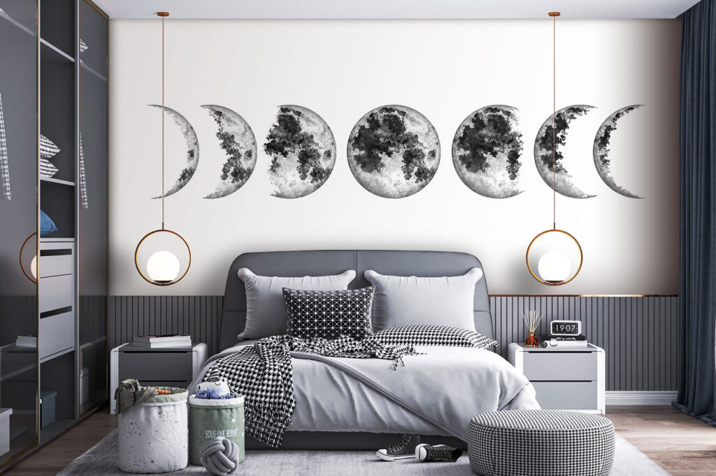 Moon phases in grey — interior 2
