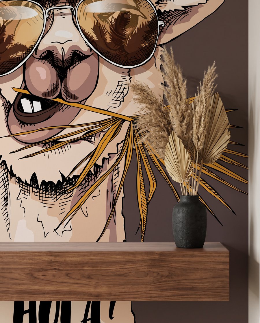 Llama wearing sunglasses — detail