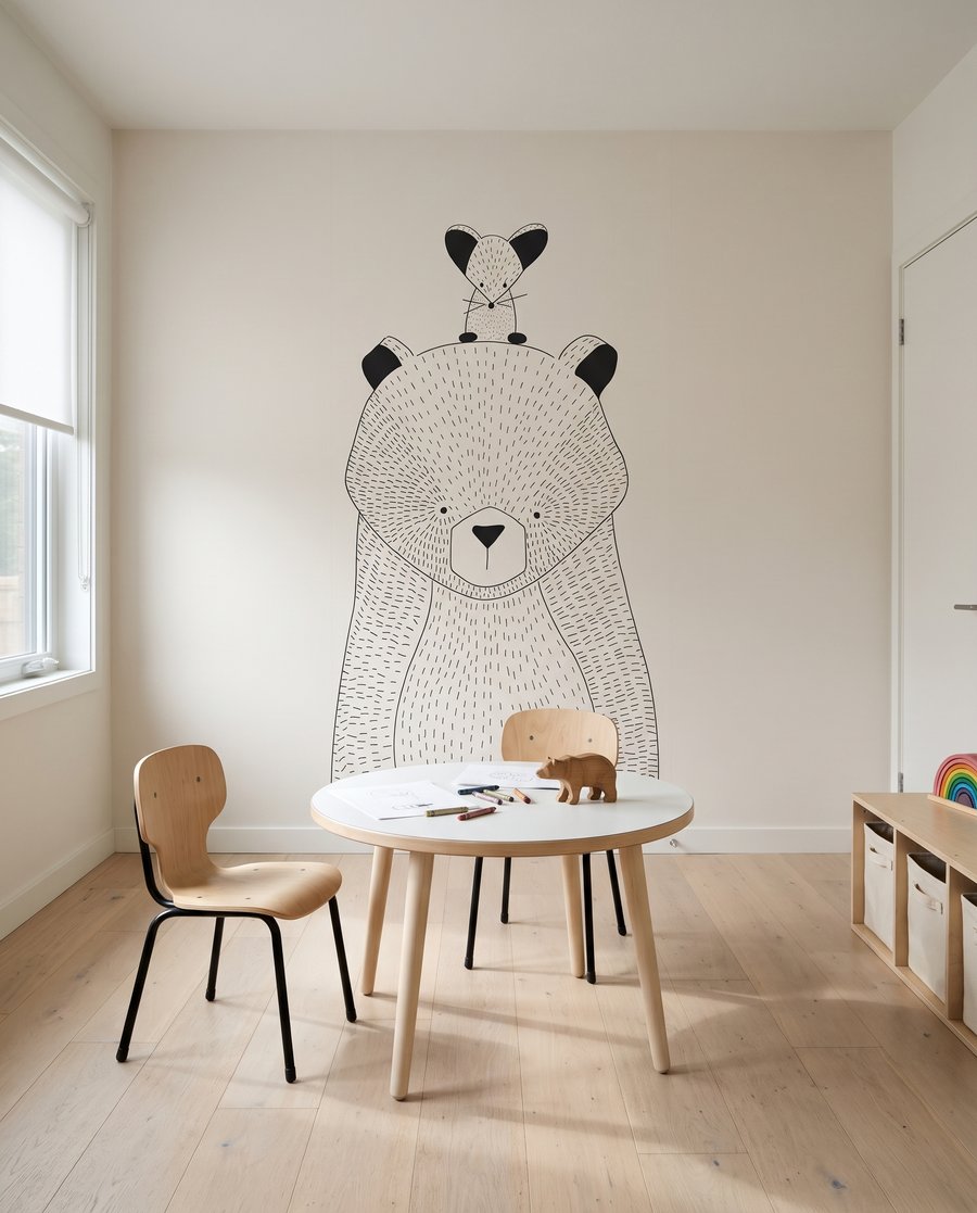 Bear and Little Friend in an interior