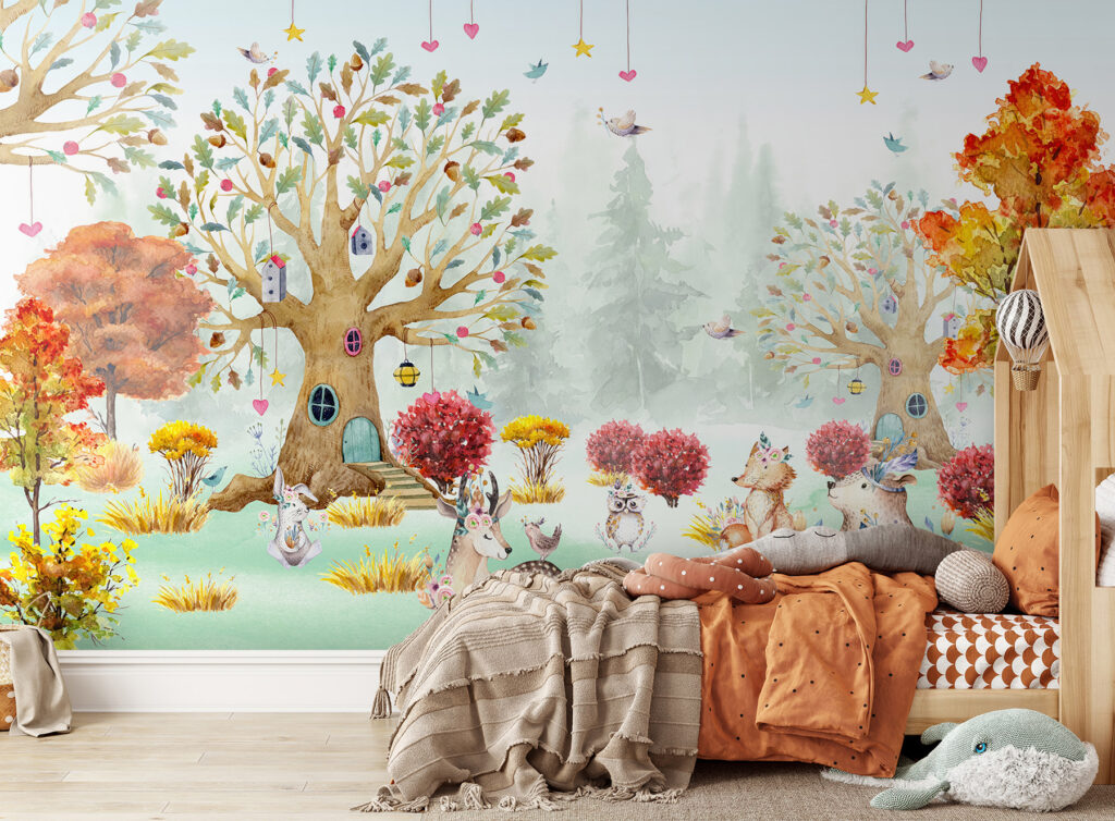 Woodland friends, colourful tree — interior 3