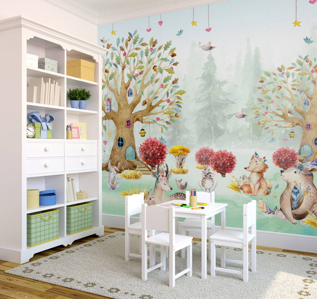 Woodland friends, colourful tree — interior 2
