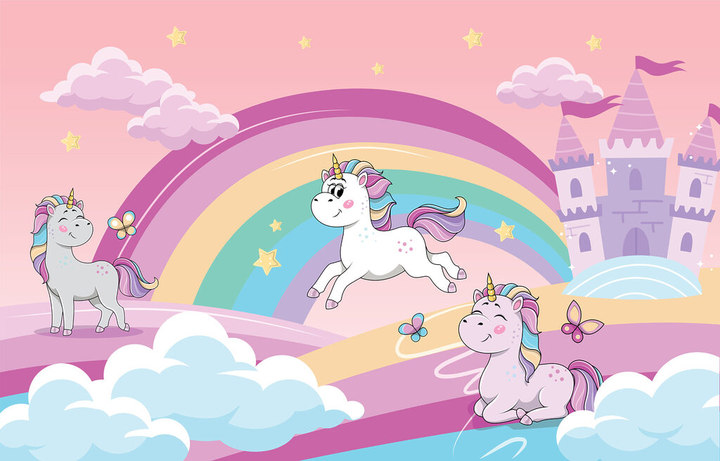 Unicorns and rainbow castle — full design