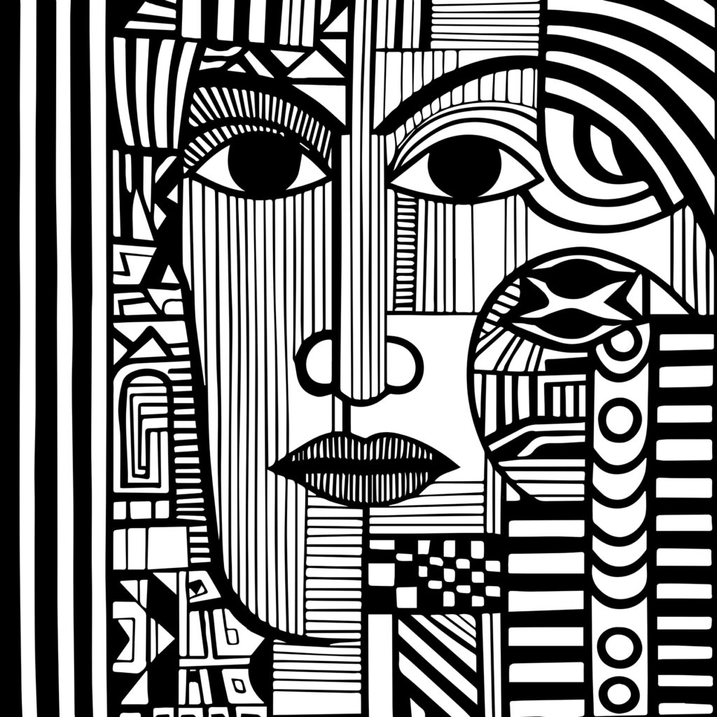Face made of lines — full design