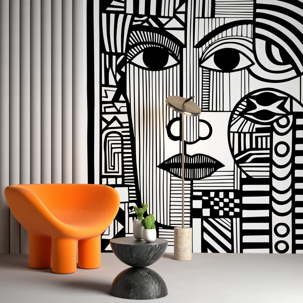 Face made of lines — interior 1