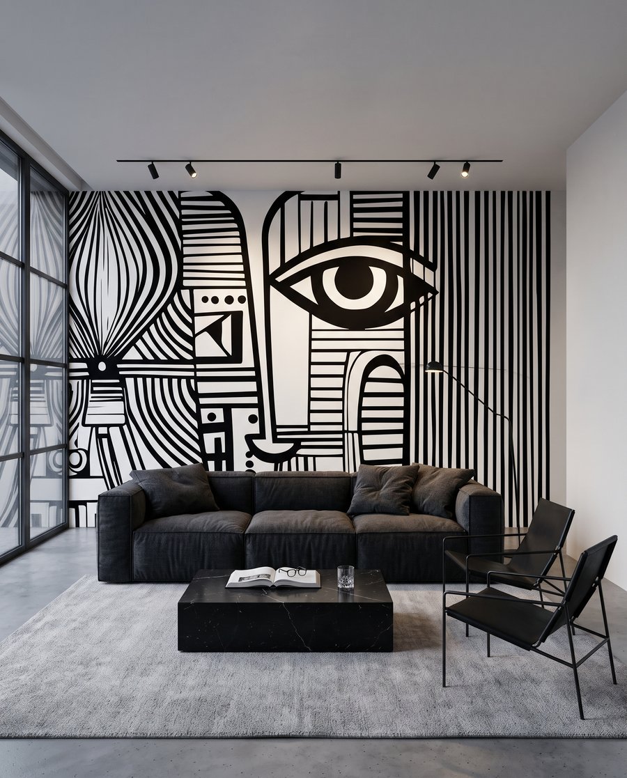 Face in Lines in an interior