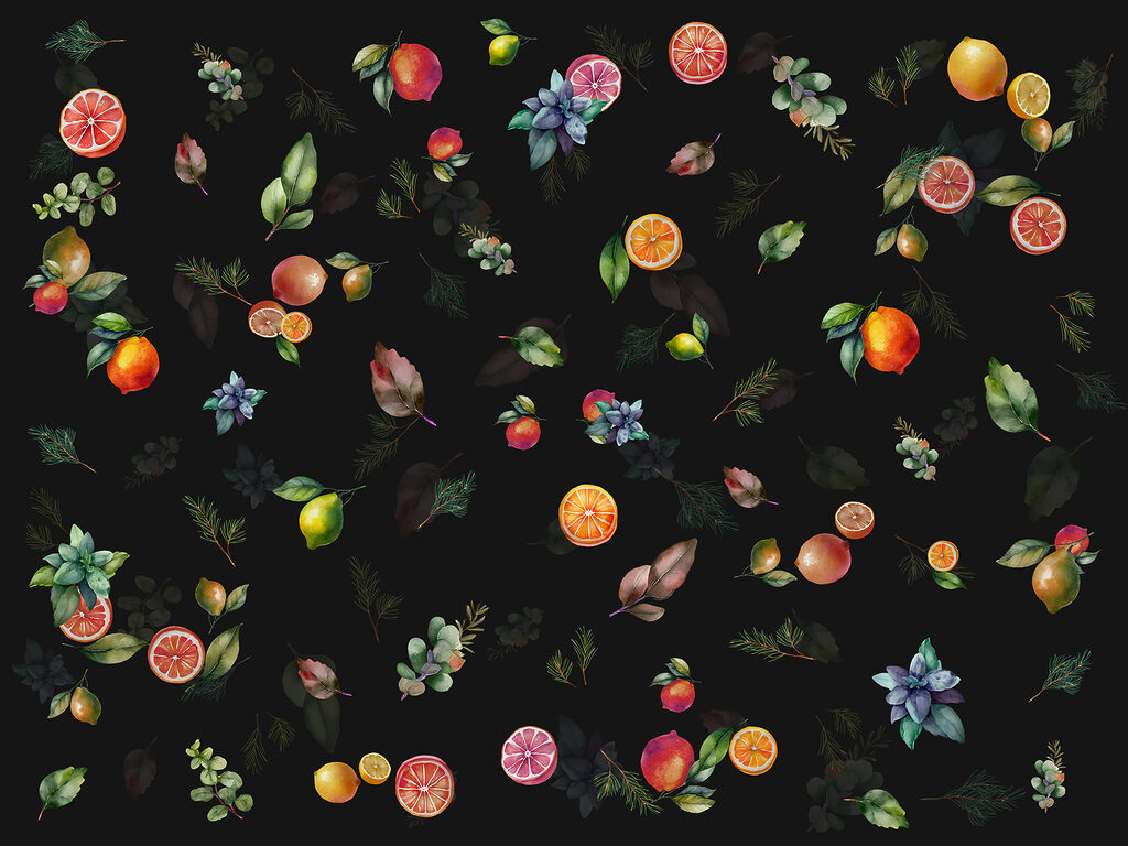 Watercolour citrus fruits — full design