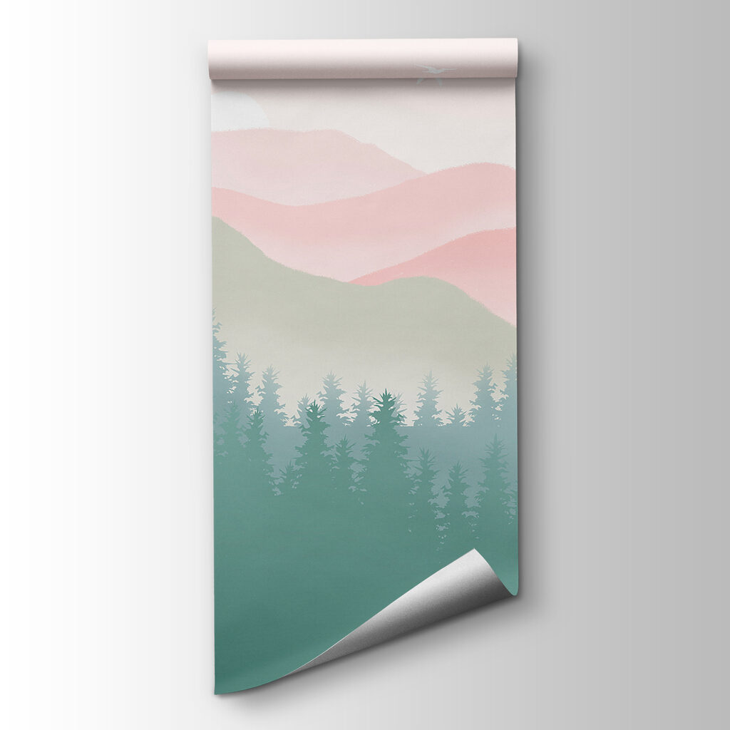 Mountains above pines — product view